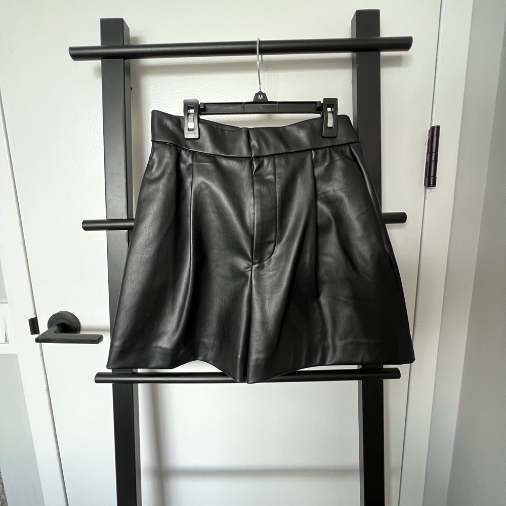 Zara Black Leather Shorts
